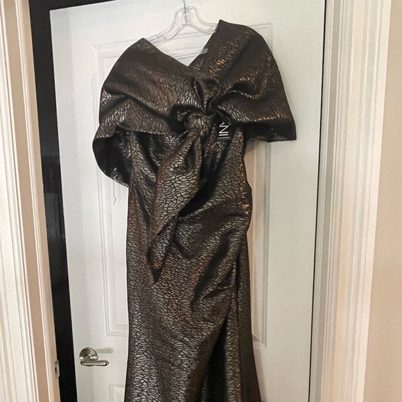 Jovani 06867SC Strapless Metallic Trumpet Evening Gown color Coffee In Size 18 - Picture 2 of 6